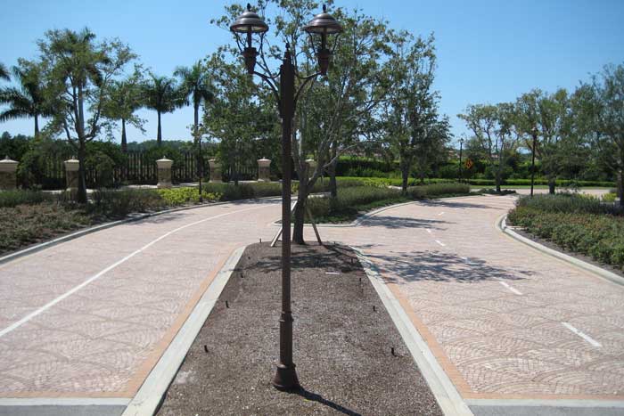 divided road made of pavers