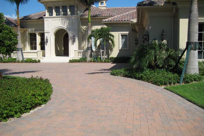 residential driveway with pavers